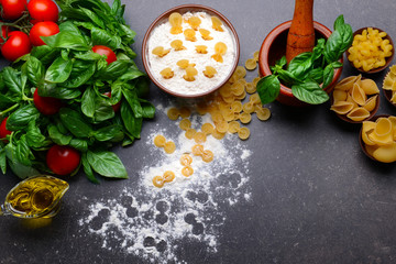 Pasta on color background