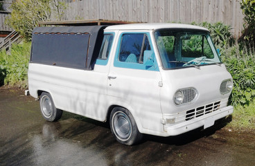 Classic early 1960s white van.