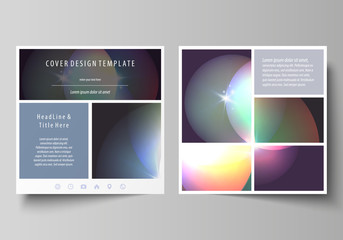 Business templates for square brochure, magazine, flyer, booklet or annual report. Leaflet cover, abstract vector layout. Retro style, mystical Sci-Fi background. Futuristic trendy design.