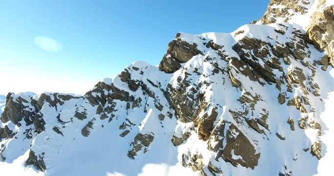 Scenic View Of Snowcapped Mountain In Winter Day 4K