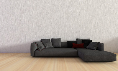 Modern living room interior with japanese style-3d rendering