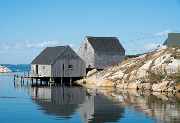 Fototapeta na wymiar Boat Houses at Peggy's Cove, Halifax, Nova Scotia, Canada