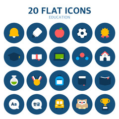 Education Flat Icon Set