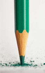 Broken tip of green pencil