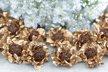 Decorative Candies and Pralines in Shiny Paper Wraps