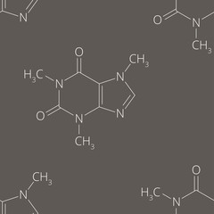 Caffeine molecule pattern, seamless background design