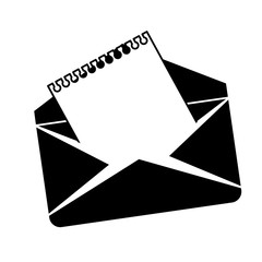 Fototapeta na wymiar envelope with message over white background. black and white design. vector illustration