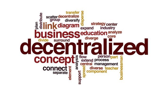 Decentralized animated word cloud, text design animation.
