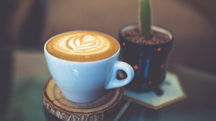 Tasty hot latte coffee