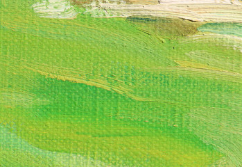 Fototapeta premium Green color oil paint on linen. 