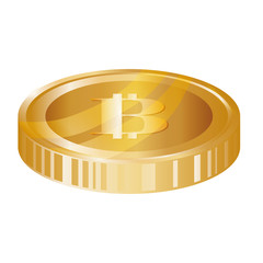 gold bitcoin coin icon over white background. vector illustration 