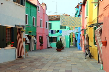 Fototapeta na wymiar Burano, Italy. One of the cozy yard in the island.