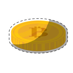 gold bitcoin coin icon over white background. vector illustration 