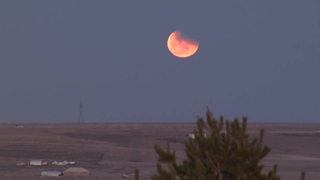 Moonrise Over Prairie Partial Eclipse