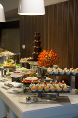 Dessert corner at a buffet restaurant