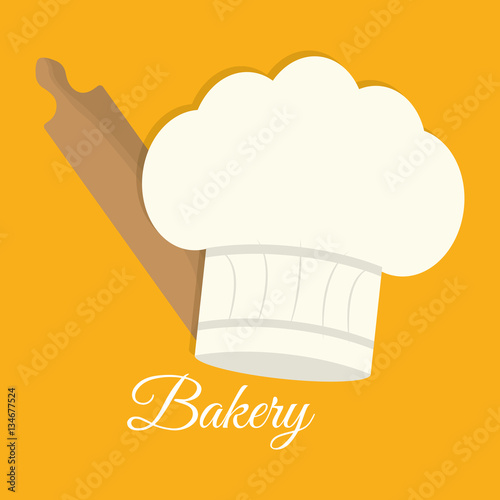 "bakery hat and roller emblem image vector illustration design " Stock