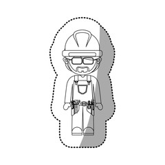sticker contour avatar worker with toolkit and beard vector illustration