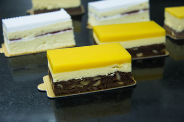 lemon cheese cake on the plate