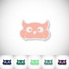 Owl. Flat sticker with shadow on white background
