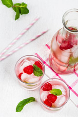 Raspberry Cocktail Lemonade. Selective focus.