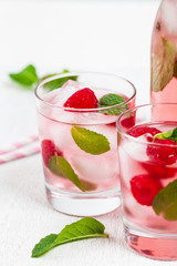 Raspberry Cocktail Lemonade. Selective focus.