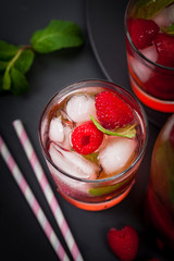 Raspberry Cocktail Lemonade. Selective focus.
