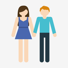 faceless heterosexual couple woman in dress man with shirt and pants icon image vector illustration design 