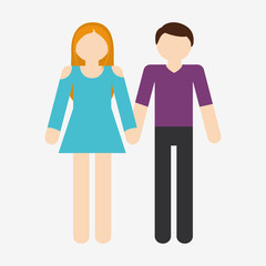 faceless heterosexual couple woman in dress man with shirt and pants icon image vector illustration design 