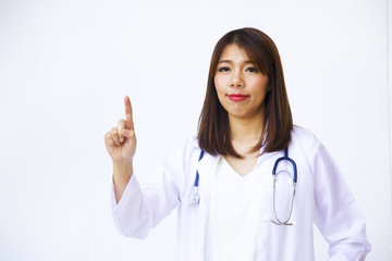 Woman doctor is touching on screen