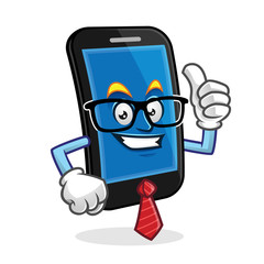 business man smartphone character, vector of cellphone mascot, mobile phone cartoon