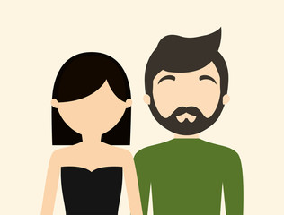 young fashionable faceless heterosexual couple icon imagevector illustration design 