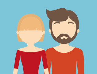 young fashionable faceless heterosexual couple icon imagevector illustration design 