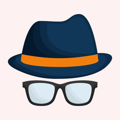 hat and glasses hipster items image vector illustration design 