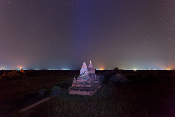 Starry night over the Temples in Bagan Myanmar 
