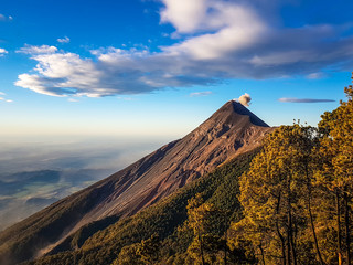 Fuego erupts ,view from Acatenango trekking trail 