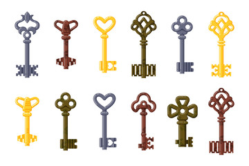 Vintage key vector isolated icon.