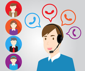 Call center support personnel staff and customer