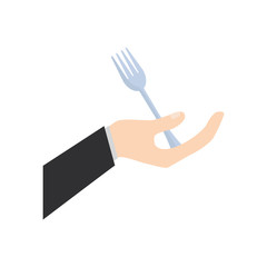 hand holding fork food utensil vector illustration eps 10