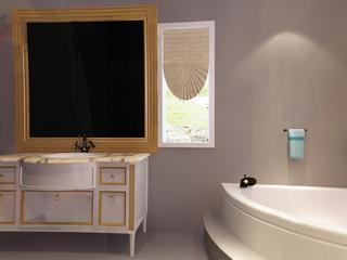 Fototapeta na wymiar 3d rendering of a Bathroom interior.