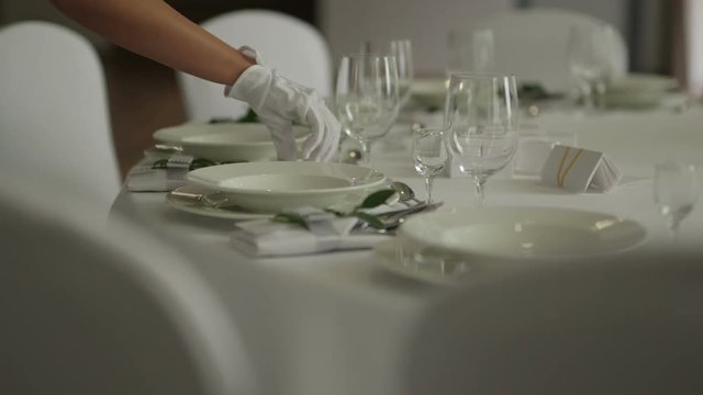 Elegant candlelight dinner table setting at reception