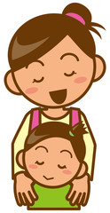 主婦　上半身　こどもと一緒のイメージイラスト
