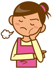 主婦　上半身　怒っているイメージイラスト