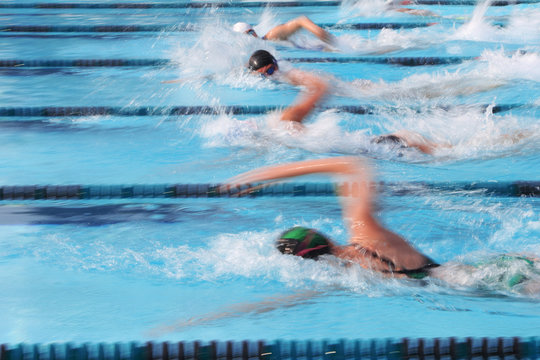 Freestyle swimmer. Motion blurred image
