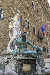 Detail of Fountain of Neptune in Florence, Italy