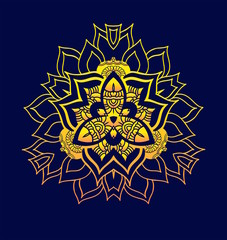 Creative mandala logo design. Symmetrical kaleidoscope pattern. For invitation, wedding, banner, greeting card. Vector illustration.