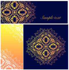Set of  mandala logo design templates. Symmetrical kaleidoscope pattern. For invitation, wedding, banner,  greeting card. Vector illustration.