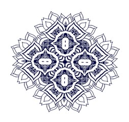 Creative mandala logo design. Symmetrical kaleidoscope pattern. For invitation, wedding, banner, greeting card. Vector illustration on white background.