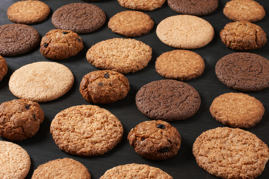 Various cookies on black