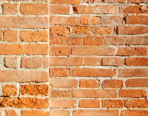 background of red brick wall with mortar of an ancient palace