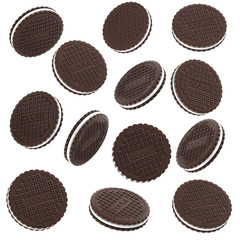Chocolate Cookies Isolated on White Background